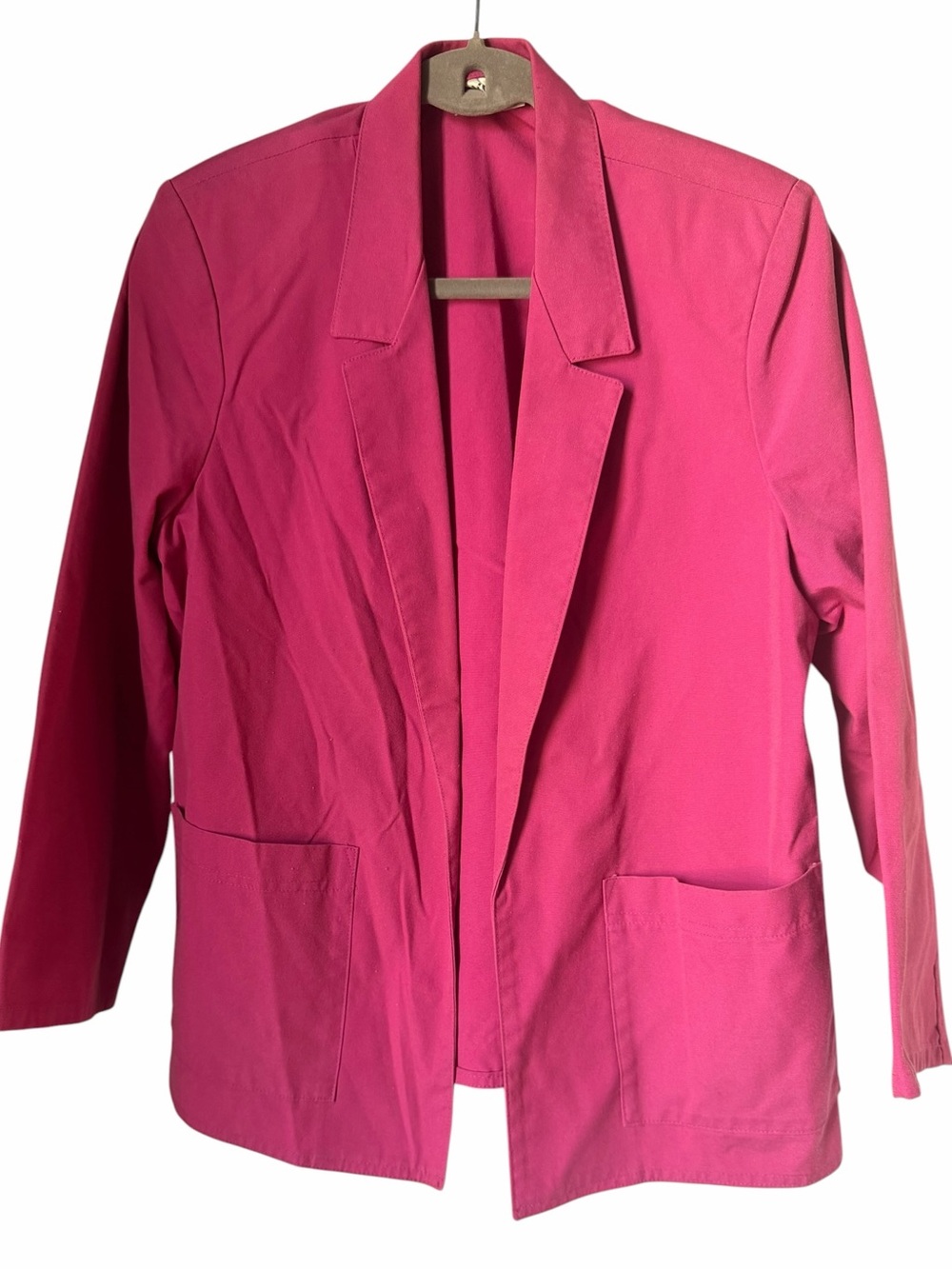 Koret Vibrant Hot Pink Two-Piece Pantsuit Blazer Pull On Pants Vintage Casual - Picture 3 of 10
